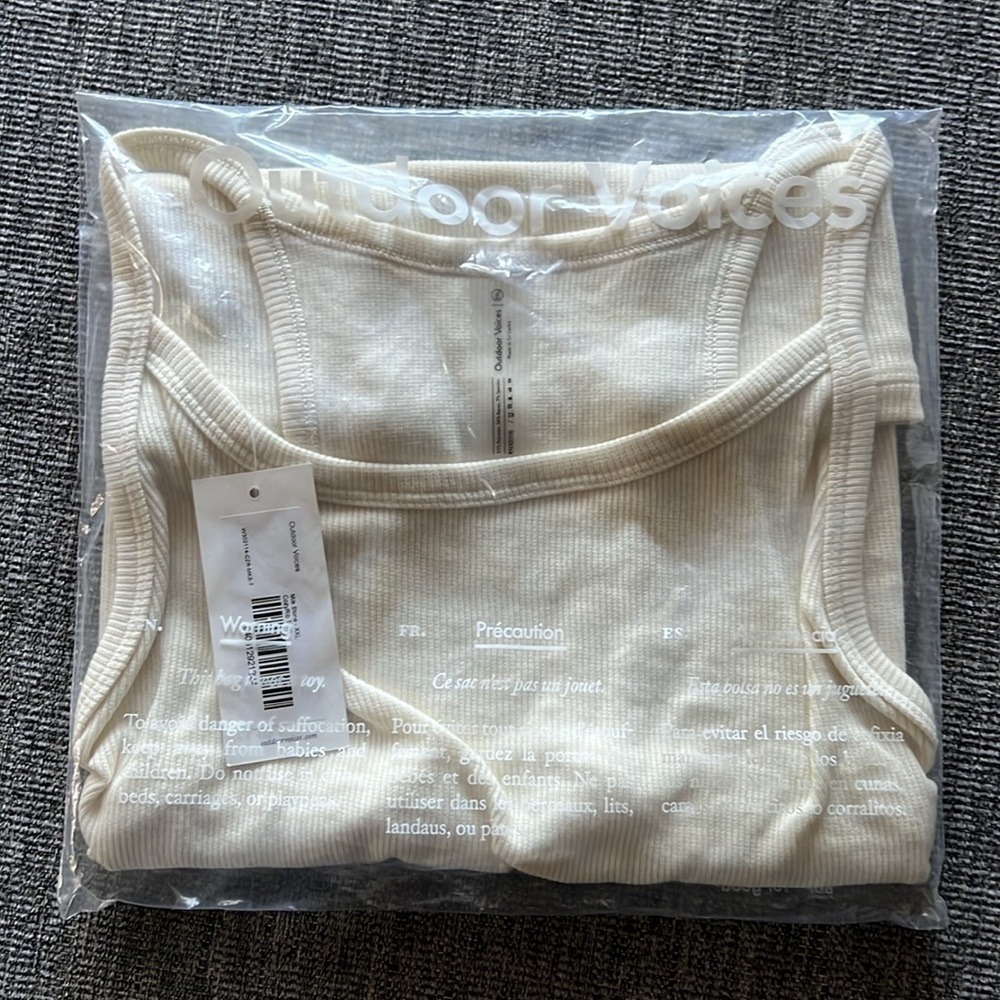 Outdoor Voices CozyRib Tank Milk Stone Off White High Neck Racerback XXL NEW - Picture 13 of 16